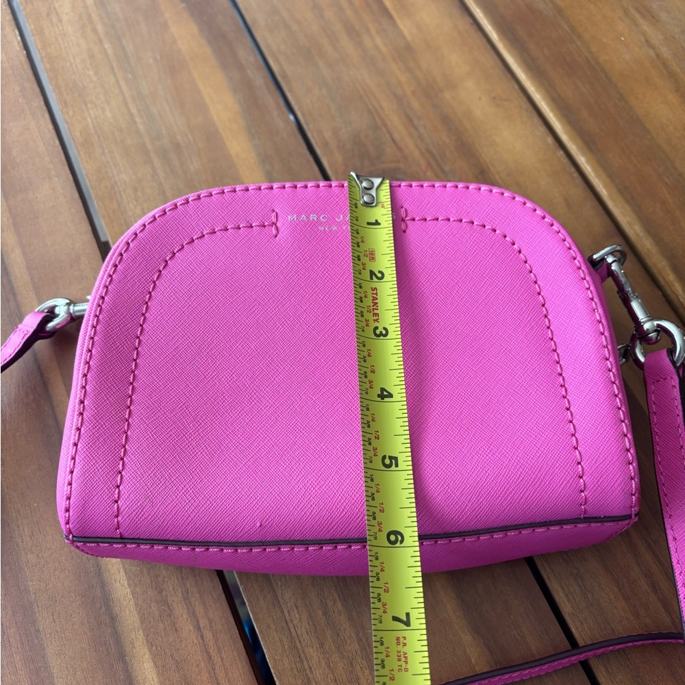 Marc Jacobs Bright Pink Playback Half Moon Saffiano Leather Small Crossbody Bag - Picture 10 of 12